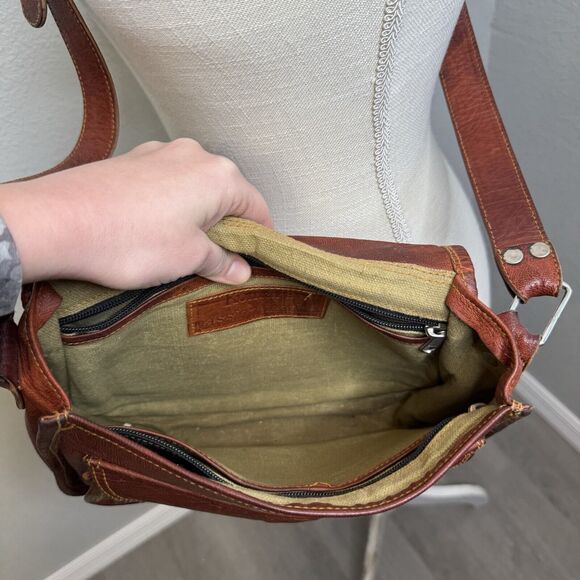 Komal's Passion Leather Satchel Shoulder Side Handbag Bag Leather Vintage Brown - Picture 3 of 9